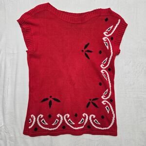 Breckenridge Womens Vintage 90s Western Cottage Bandana Knit Tunic  Sweater M